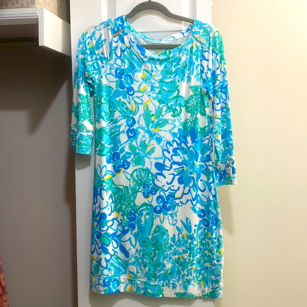 Lilly Pulitzer Blue & Green 3/4 Sleeve Dress